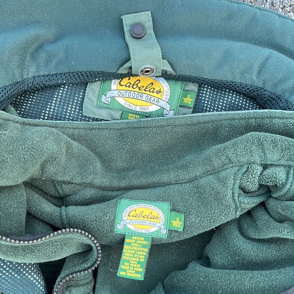 Vintage Cabelas 2 in 1 Fleece Nylon Full Zip Winter Jacket Green Mens Size Small - Picture 4 of 5